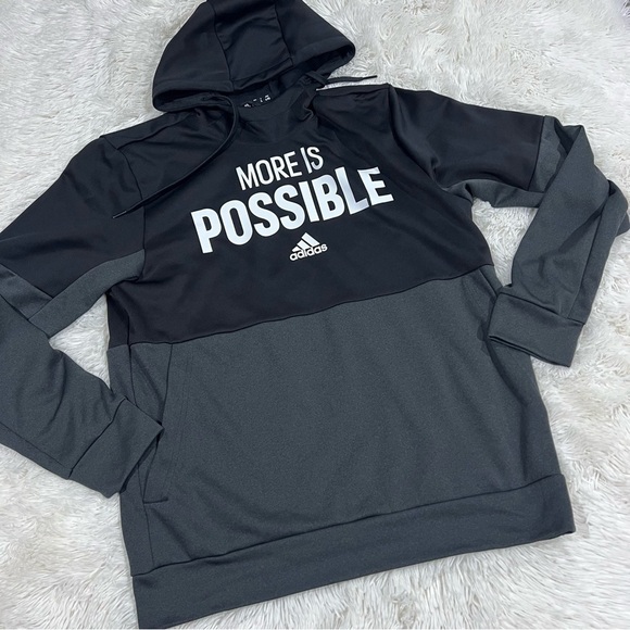 ADIDAS Men’s Black & Grey Sweatshirt Hoodie Size Large - Picture 1 of 11